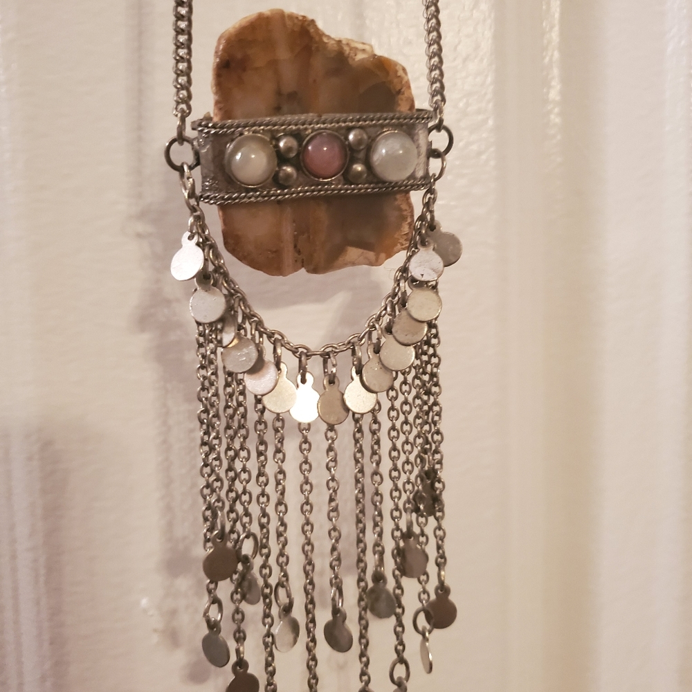 Handcrafted Rock & Silver Pendant Necklace